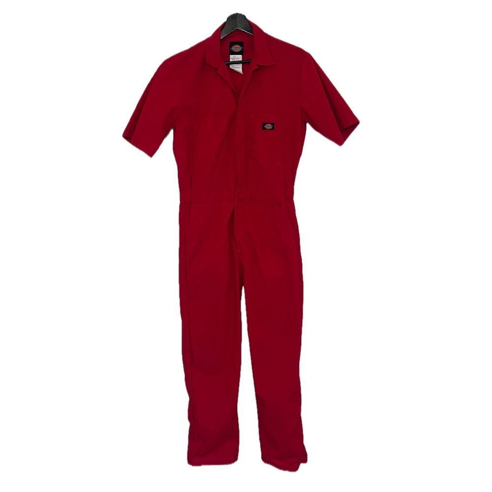 Dickies Women Red Short Sleeve Coveralls Jumpsuit Workwear Utility Size 4 Small